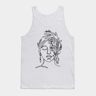 Female Face Line Art Drawing Tank Top